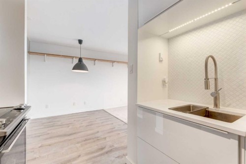 206-1513 26 Avenue Sw, Calgary, AB - Indoor Photo Showing Kitchen With Double Sink