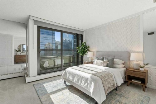 1001A-500 Eau Claire Avenue Sw, Calgary, AB - Indoor Photo Showing Bedroom