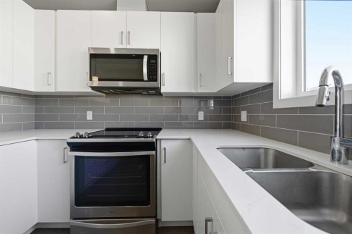 125-301 Redstone Boulevard Ne, Calgary, AB - Indoor Photo Showing Kitchen With Double Sink