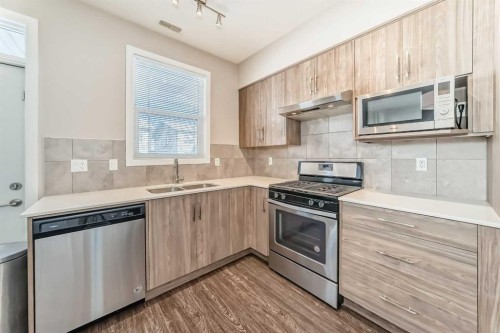 204-135 Redstone Walk Ne, Calgary, AB - Indoor Photo Showing Kitchen With Double Sink