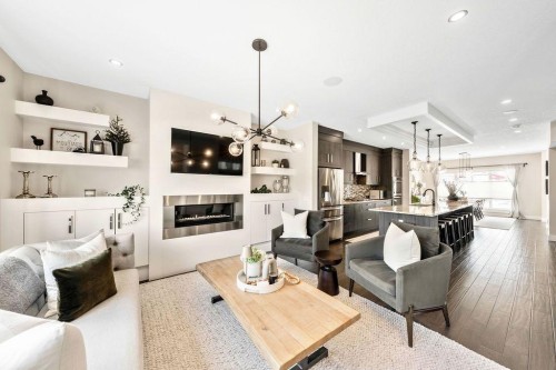 1126 40 Street Sw, Calgary, AB - Indoor Photo Showing Living Room With Fireplace