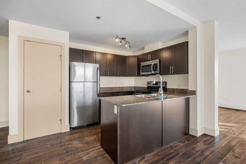 327-955 Mcpherson Road Ne, Calgary, AB - Indoor Photo Showing Kitchen With Double Sink