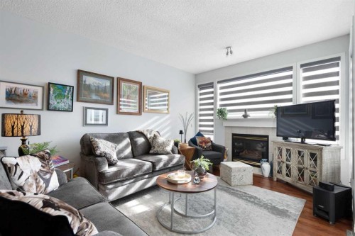 25 Promenade Way Se, Calgary, AB - Indoor Photo Showing Living Room With Fireplace