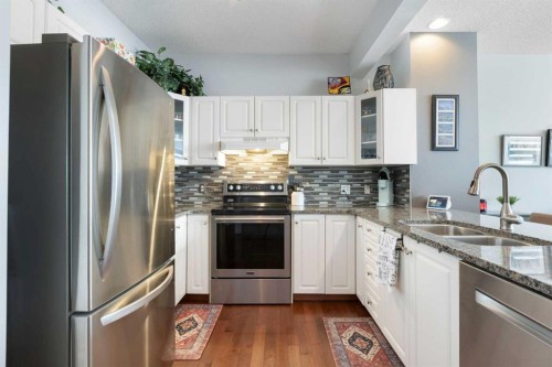 25 Promenade Way Se, Calgary, AB - Indoor Photo Showing Kitchen With Stainless Steel Kitchen With Double Sink With Upgraded Kitchen