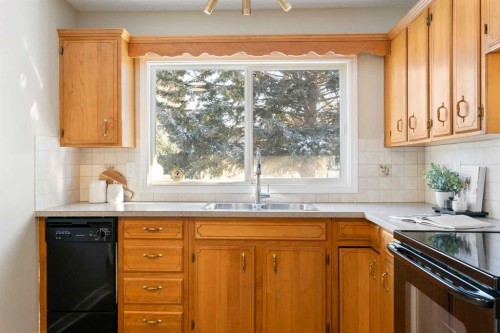 123 Glacier Drive Sw, Calgary, AB - Indoor Photo Showing Kitchen With Double Sink
