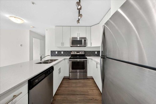 2308-181 Skyview Ranch Manor Ne, Calgary, AB - Indoor Photo Showing Kitchen With Stainless Steel Kitchen With Double Sink