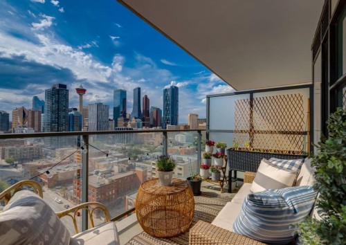 1607-1122 3 Street Se, Calgary, AB - Outdoor With Balcony With View