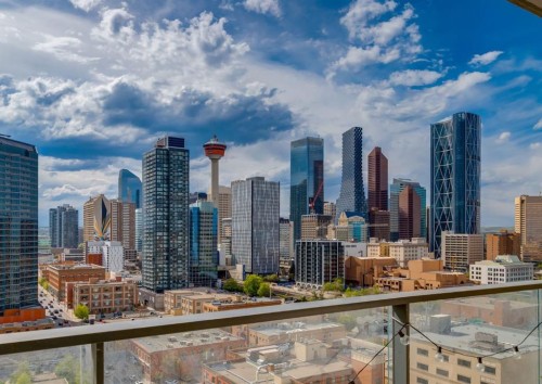 1607-1122 3 Street Se, Calgary, AB - Outdoor With Balcony With View
