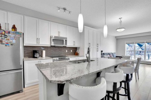 208-402 Marquis Lane Se, Calgary, AB - Indoor Photo Showing Kitchen With Stainless Steel Kitchen With Upgraded Kitchen