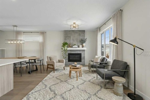 159 Greenwich Drive Nw, Calgary, AB - Indoor Photo Showing Living Room With Fireplace