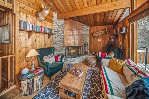 126 Elk Street, Harvie Heights, AB - Indoor With Fireplace