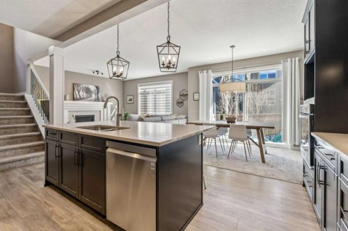 21 Riviera Point, Cochrane, AB - Indoor Photo Showing Kitchen With Double Sink With Upgraded Kitchen