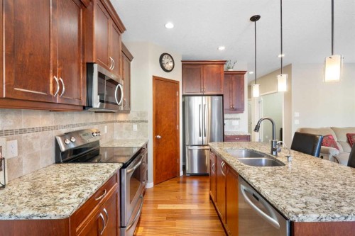 116 Brightoncrest Manor Se, Calgary, AB - Indoor Photo Showing Kitchen With Double Sink With Upgraded Kitchen