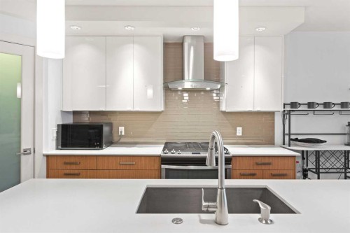 302-1029 15 Avenue Sw, Calgary, AB - Indoor Photo Showing Kitchen With Double Sink