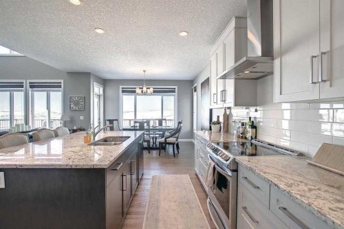 22 Evansborough View Nw, Calgary, AB - Indoor Photo Showing Kitchen With Double Sink With Upgraded Kitchen