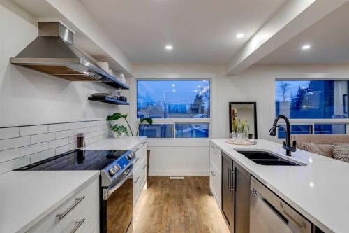 2126 18A Street Sw, Calgary, AB - Indoor Photo Showing Kitchen With Double Sink