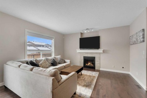 188 Cornerstone Circle Ne, Calgary, AB - Indoor Photo Showing Living Room With Fireplace