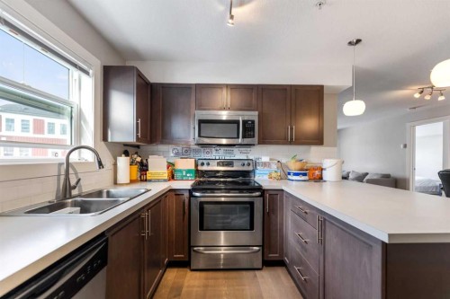 201-2300 Evanston Square Nw, Calgary, AB - Indoor Photo Showing Kitchen With Double Sink
