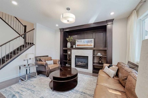 72 Sage Meadows Circle Nw, Calgary, AB - Indoor Photo Showing Living Room With Fireplace