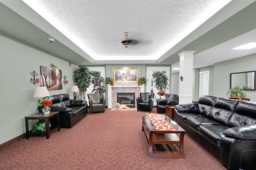 346-165 Manora Place Ne, Calgary, AB - Indoor Photo Showing Living Room With Fireplace