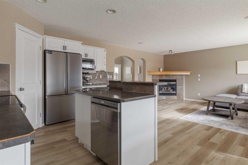 51 Brightondale Crescent Se, Calgary, AB - Indoor Photo Showing Kitchen With Fireplace