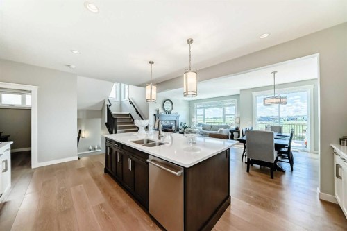 239 Stonemere Green, Chestermere, AB - Indoor Photo Showing Kitchen With Double Sink With Upgraded Kitchen