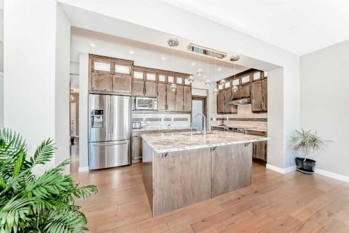 201 Aspenmere Way, Chestermere, AB - Indoor Photo Showing Kitchen With Stainless Steel Kitchen With Upgraded Kitchen