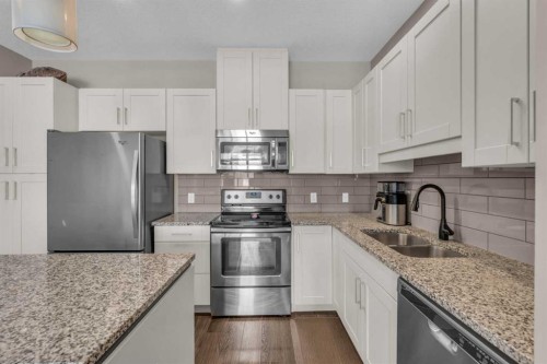 93 Copperstone Common Se, Calgary, AB - Indoor Photo Showing Kitchen With Stainless Steel Kitchen With Double Sink With Upgraded Kitchen