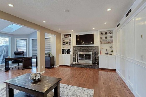 617 Sunmills Drive Se, Calgary, AB - Indoor Photo Showing Living Room With Fireplace