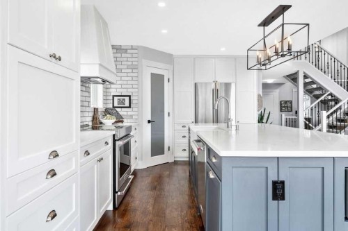 95 Cranleigh Gardens Se, Calgary, AB - Indoor Photo Showing Kitchen With Upgraded Kitchen