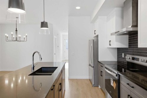 35 Belvedere Crescent Se, Calgary, AB - Indoor Photo Showing Kitchen With Double Sink With Upgraded Kitchen