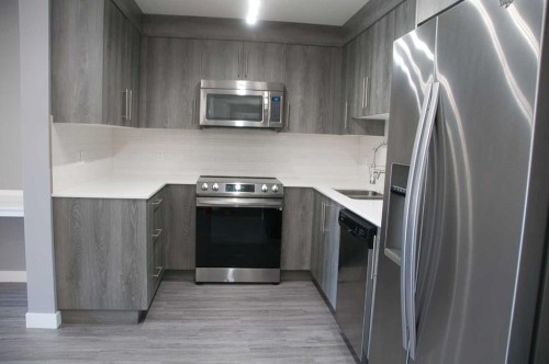5407-302 Skyview Ranch Drive Ne, Calgary, AB - Indoor Photo Showing Kitchen With Stainless Steel Kitchen With Double Sink With Upgraded Kitchen