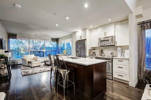 402-1730 5A Street Sw, Calgary, AB - Indoor Photo Showing Kitchen With Upgraded Kitchen