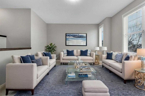 161 Silverado Range Cove Sw, Calgary, AB - Indoor Photo Showing Living Room