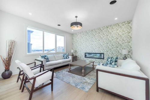315 Waterford Road, Chestermere, AB - Indoor Photo Showing Living Room With Fireplace
