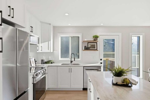 129 Coventry Place Ne, Calgary, AB - Indoor Photo Showing Kitchen With Double Sink With Upgraded Kitchen