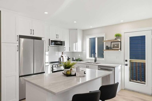 129 Coventry Place Ne, Calgary, AB - Indoor Photo Showing Kitchen With Double Sink With Upgraded Kitchen