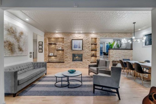 3016 7 Street Sw, Calgary, AB - Indoor Photo Showing Living Room With Fireplace