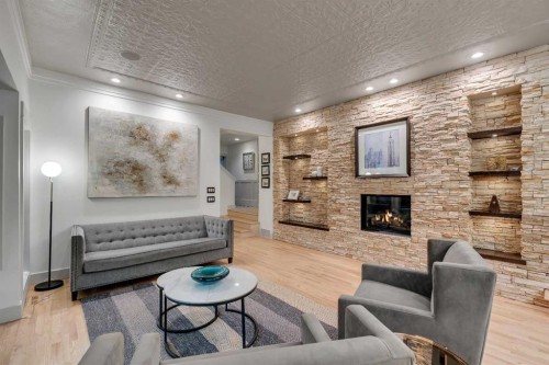 3016 7 Street Sw, Calgary, AB - Indoor Photo Showing Living Room With Fireplace