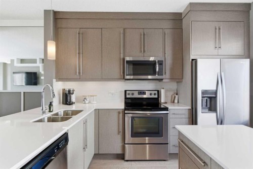 33-111 Rainbow Falls Gate, Chestermere, AB - Indoor Photo Showing Kitchen With Double Sink With Upgraded Kitchen