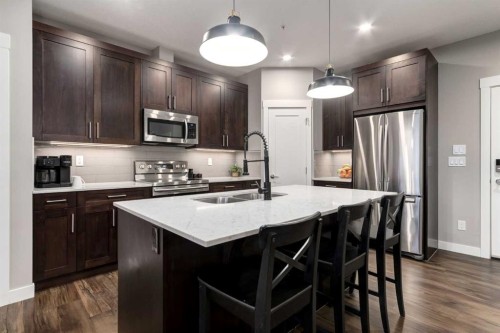 312-10 Walgrove Walk Se, Calgary, AB - Indoor Photo Showing Kitchen With Double Sink With Upgraded Kitchen