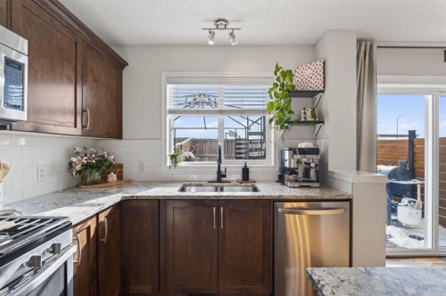 338 Cranford Park Se, Calgary, AB - Indoor Photo Showing Kitchen With Double Sink