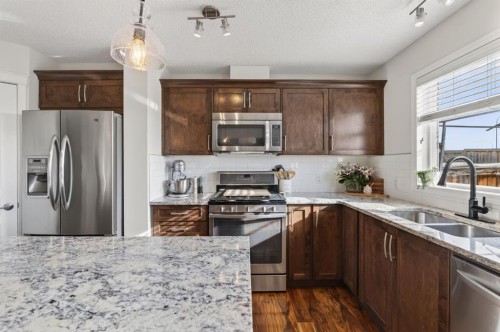 338 Cranford Park Se, Calgary, AB - Indoor Photo Showing Kitchen With Double Sink