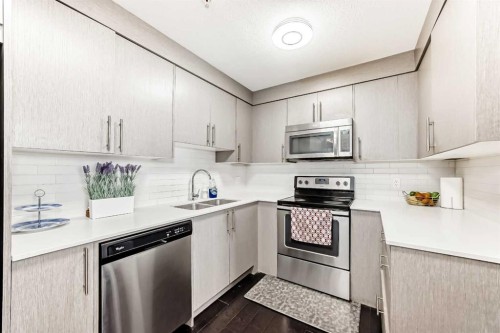 6204-302 Skyview Ranch Drive Ne, Calgary, AB - Indoor Photo Showing Kitchen With Stainless Steel Kitchen With Double Sink With Upgraded Kitchen
