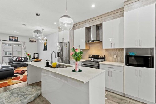908-95 Skyview Close Ne, Calgary, AB - Indoor Photo Showing Kitchen With Double Sink With Upgraded Kitchen