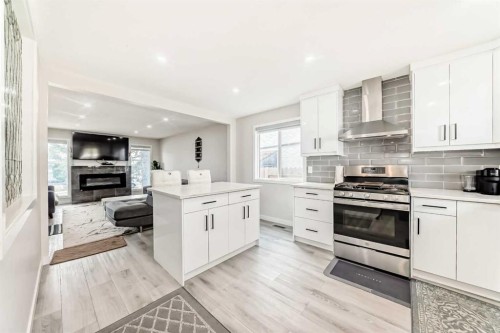 6712 23 Avenue Ne, Calgary, AB - Indoor Photo Showing Kitchen With Fireplace With Upgraded Kitchen