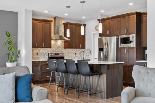 242 Mahogany Passage Se, Calgary, AB - Indoor Photo Showing Kitchen With Upgraded Kitchen