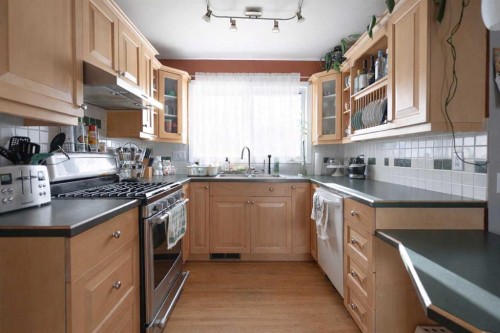 102 Dalgleish Bay Nw, Calgary, AB - Indoor Photo Showing Kitchen With Double Sink