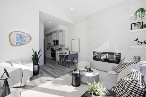 8520 33 Avenue Nw, Calgary, AB - Indoor Photo Showing Living Room With Fireplace
