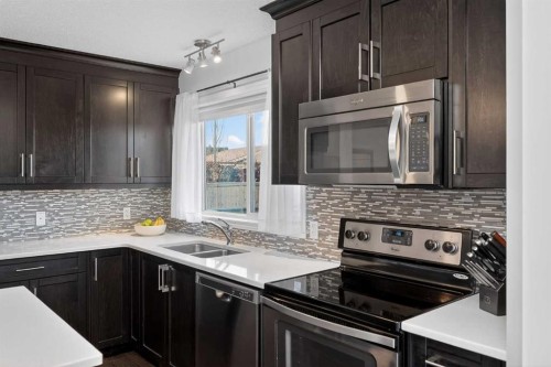 61 Auburn Meadows View Se, Calgary, AB - Indoor Photo Showing Kitchen With Stainless Steel Kitchen With Double Sink With Upgraded Kitchen